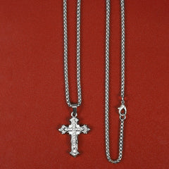 High Quality Cross Titanium Steel Non-Fading Necklace, Trendy Men's Pendant and Chain, New for Men or Women Gifting