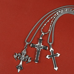 High Quality Cross Titanium Steel Non-Fading Necklace, Trendy Men's Pendant and Chain, New for Men or Women Gifting