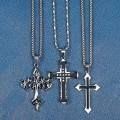 High Quality Cross Titanium Steel Non-Fading Necklace, Trendy Men's Pendant and Chain, New for Men or Women Gifting