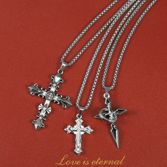 High Quality Cross Titanium Steel Non-Fading Necklace, Trendy Men's Pendant and Chain, New for Men or Women Gifting