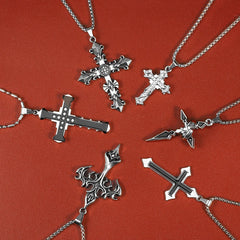 High Quality Cross Titanium Steel Non-Fading Necklace, Trendy Men's Pendant and Chain, New for Men or Women Gifting