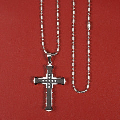 High Quality Cross Titanium Steel Non-Fading Necklace, Trendy Men's Pendant and Chain, New for Men or Women Gifting