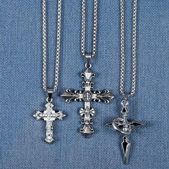 High Quality Cross Titanium Steel Non-Fading Necklace, Trendy Men's Pendant and Chain, New for Men or Women Gifting