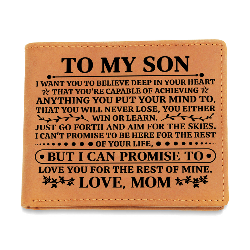 To My Son Promise (Black) – Leather Wallet